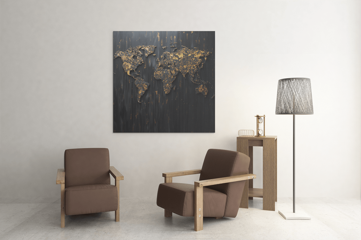 OEFE 1050 canvas schilderij wereldkaart c