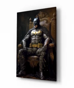 Batman op de troon Glasschilderij