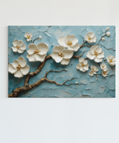 Witte Bloemen Schilderij Canvas