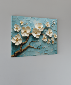 Alternative view of Witte Bloemen Schilderij Canvas