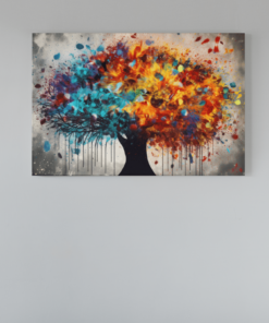 Canvas Schilderij Boom Kleurrijk