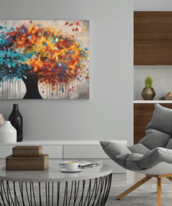 Canvas Schilderij Boom Kleurrijk - Afbeelding 3