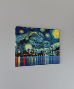 Alternative view of Van Gogh stijl Stad Canvas Schilderij