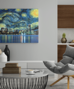 ALIVA 1092 van gogh stijl stad canvas schilderij d min
