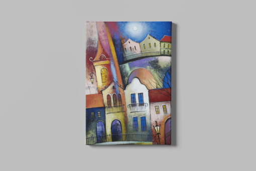 ALIVA 1171 abstract huizen canvas schilderij rechthoek a