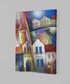 ALIVA 1171 abstract huizen canvas schilderij rechthoek b