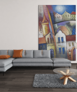 ALIVA 1171 abstract huizen canvas schilderij rechthoek e