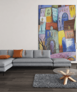 Huizen Abstract Canvas Schilderij - Afbeelding 4