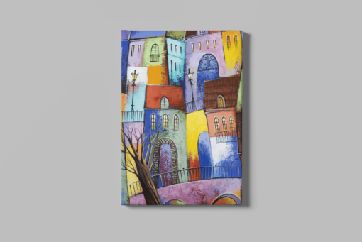 ALIVA 1172 huizen abstract canvas schilderij rechthoek d