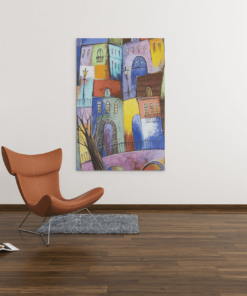 Huizen Abstract Canvas Schilderij - Afbeelding 3