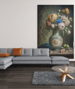 ALIVA 1175 vaas en bloemen canvas schilderij rechthoek d