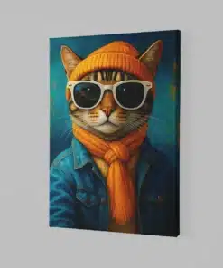 ALIVA 1176 kat met zonnebril canvas schilderij rechthoek a