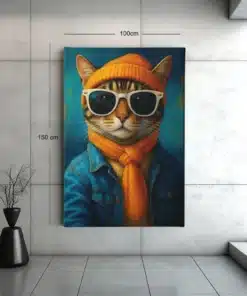 kat-met-zonnebril-canvas-schilderij-rechthoek-b