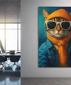 ALIVA 1176 kat met zonnebril canvas schilderij rechthoek d