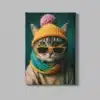 ALIVA 1177 kat met muts canvas schilderij rechthoek