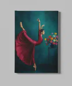 Ballerina en Bloem Canvas Schilderij
