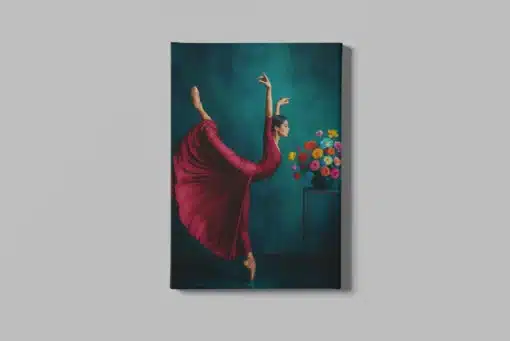 Ballerina en Bloem Canvas Schilderij