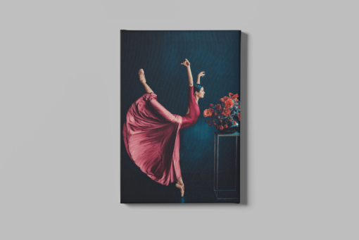 ALIVA 1184 ballerina en bloemen canvas schilderij rechthoek a min