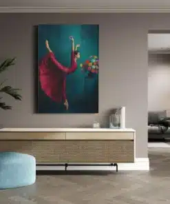 Ballerina en Bloem Canvas Schilderij - Afbeelding 3