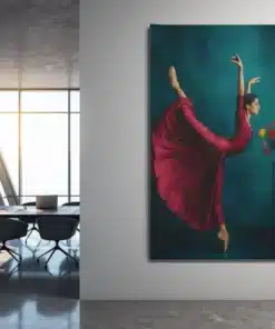 Ballerina en Bloem Canvas Schilderij - Afbeelding 4