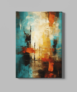 Abstract Bruin Blauw Canvas Schilderij