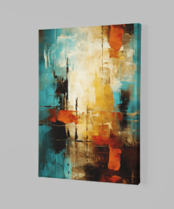 Alternative view of Abstract Bruin Blauw Canvas Schilderij