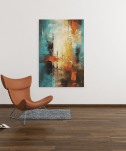 ALIVA 1208 abstract bruin blauw rood canvas schilderij rechthoek c min