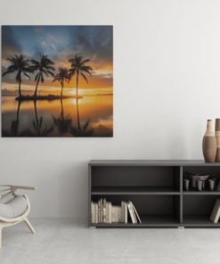 OEFE 1054 zonsondergang canvas shilderij vierkant c