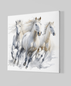 OEFE 1056rennende paarden canvas schilderij vierkant b