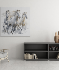 OEFE 1056rennende paarden canvas schilderij vierkant d