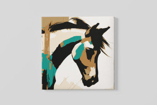 OEFE 1057 abstract paard canvas schilderij vierkant a