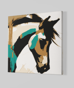 OEFE 1057 abstract paard canvas schilderij vierkant b