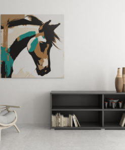 OEFE 1057 abstract paard canvas schilderij vierkant c