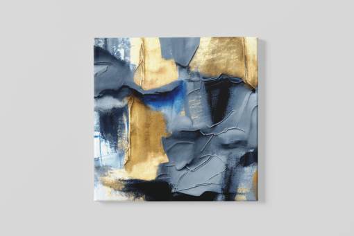 OEFE 1058 abstract goud grijs canvas schilderij vierkant a