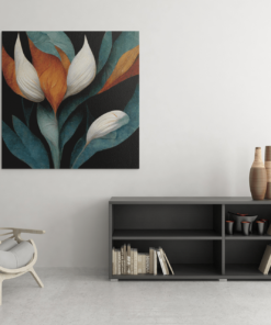 OEFE 1059 abstract bloem canvas schilderij vierkant d