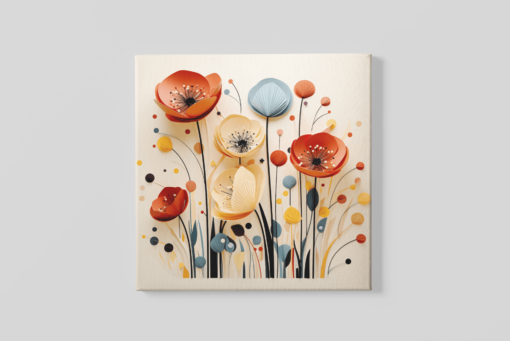 OEFE 1061 abstract bloemen canvas schilderij vierkant a