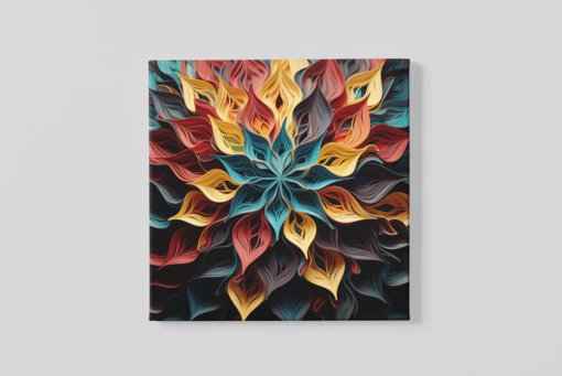 OEFE 1062 kleurrijke bloemen canvas schilderij vierkant