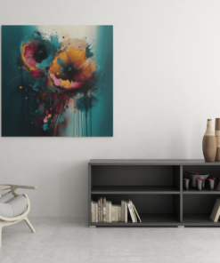 Bloemen Abstract Canvas Schilderij - Afbeelding 3