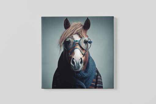 OEFE 1065 intellectueel paard canvas schilderij vierkant a