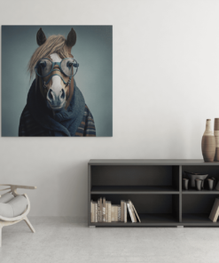 OEFE 1065 intellectueel paard canvas schilderij vierkant c