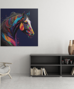 Kleurrijke Paard Canvas Schilderij - Afbeelding 3