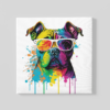 OEFE 1067 kleurrijke bulldog canvas schilderij vierkant a
