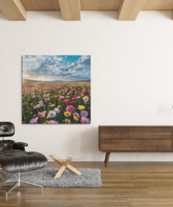 Bloemenveld Canvas Schilderijen - Afbeelding 4