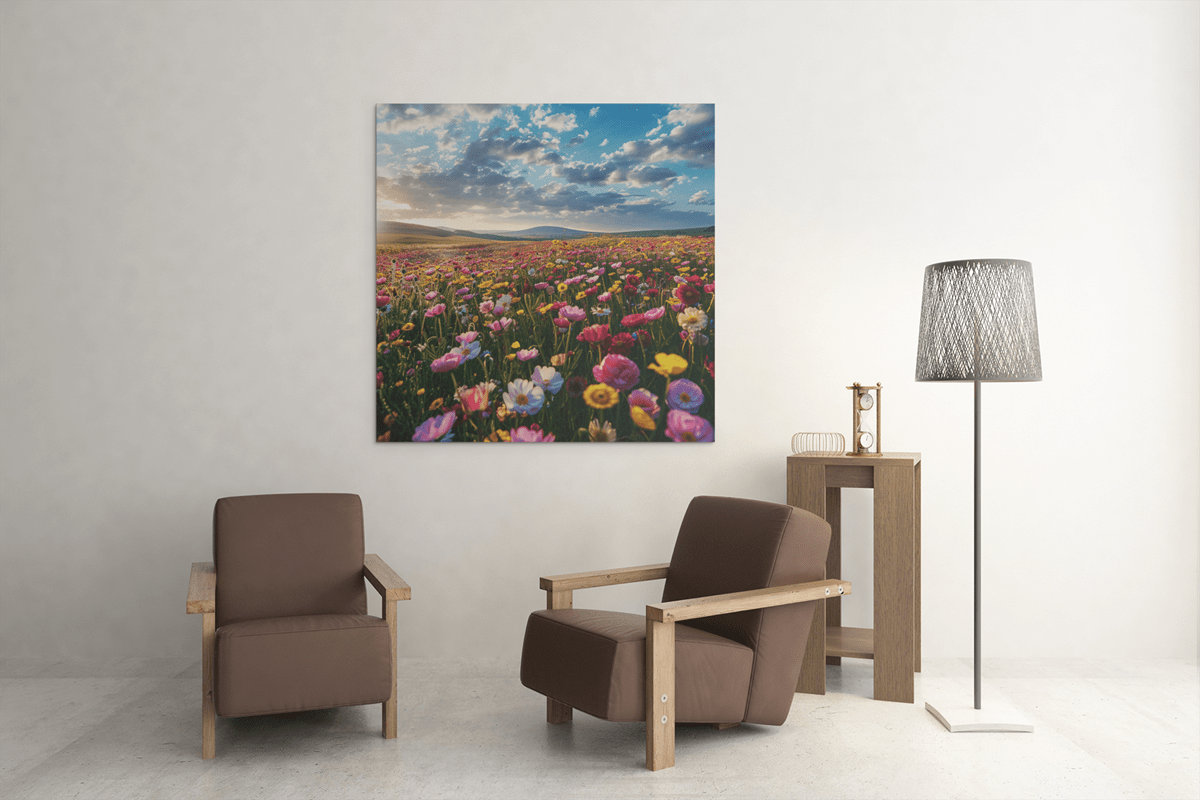 OEFE 1069 bloemenveld canvas schilderij vierkant c