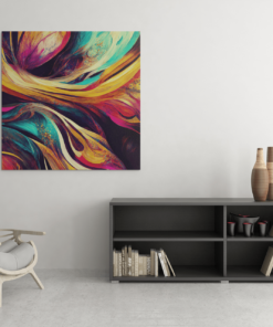OEFE 1072 abstract kleuren canvas schilderij vierkant c