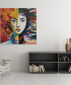Vrouw Portret Canvas Schilderij - Afbeelding 3