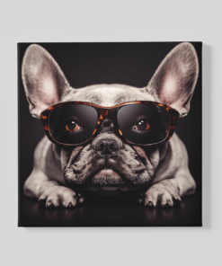 Bulldog met bril Canvas Schilderij