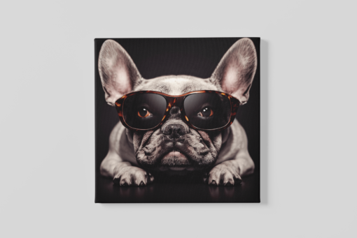 OEFE 1078 buldog met bril canvas schilderij vierkant a