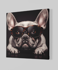 Alternative view of Bulldog met bril Canvas Schilderij