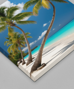 OEFE 1079 palmboom en de zee canvas schilderij vierkant d 1